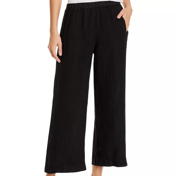 189$ Velvet by Graham & Spencer Lola Linen Wide-Leg Pants Pull On Size XS Black - Picture 1 of 2
